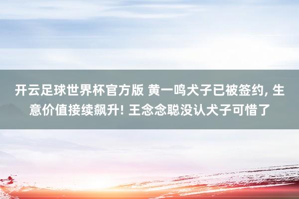 开云足球世界杯官方版 黄一鸣犬子已被签约, 生意价值接续飙升! 王念念聪没认犬子可惜了