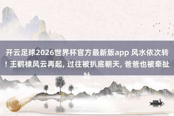 开云足球2026世界杯官方最新版app 风水依次转! 王鹤棣风云再起, 过往被扒底朝天, 爸爸也被牵扯
