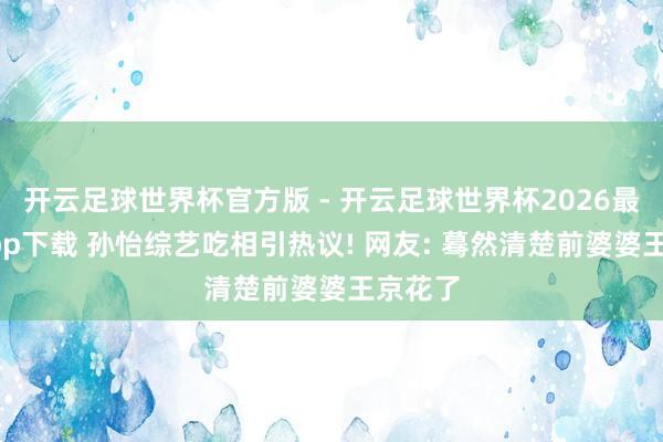 开云足球世界杯官方版 - 开云足球世界杯2026最新版app下载 孙怡综艺吃相引热议! 网友: 蓦然清楚前婆婆王京花了