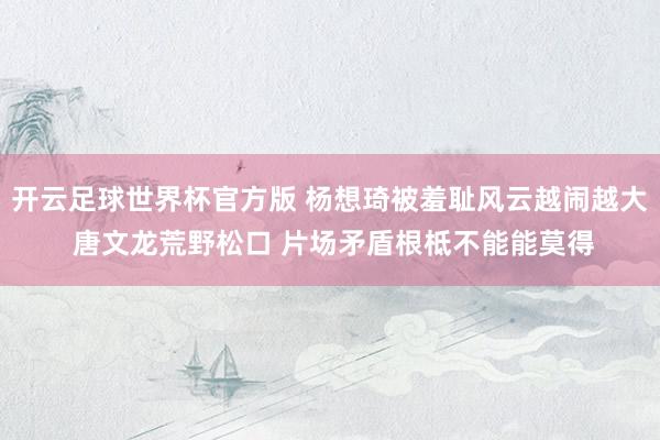 开云足球世界杯官方版 杨想琦被羞耻风云越闹越大 唐文龙荒野松口 片场矛盾根柢不能能莫得