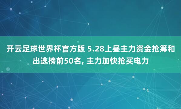 开云足球世界杯官方版 5.28上昼主力资金抢筹和出逃榜前50名, 主力加快抢买电力