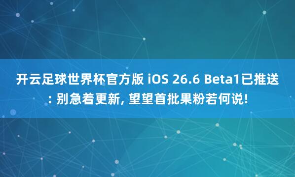 开云足球世界杯官方版 iOS 26.6 Beta1已推送: 别急着更新, 望望首批果粉若何说!