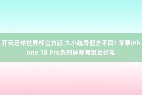 开云足球世界杯官方版 大小疏导配方不同? 苹果iPhone 18 Pro系列屏幕有望更省电