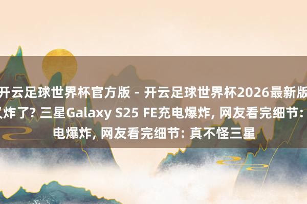 开云足球世界杯官方版 - 开云足球世界杯2026最新版app下载 又炸了? 三星Galaxy S25 FE充电爆炸, 网友看完细节: 真不怪三星