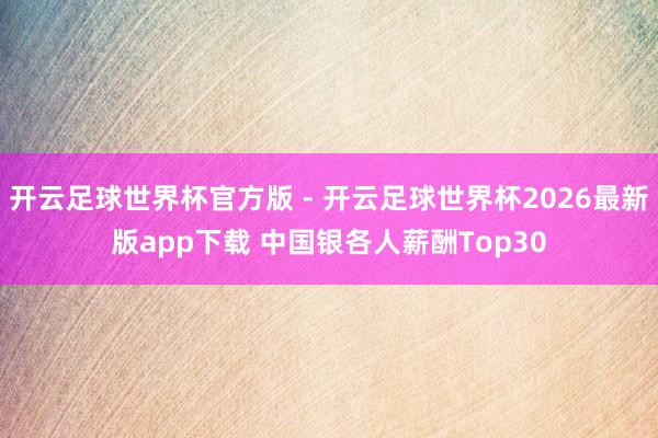 开云足球世界杯官方版 - 开云足球世界杯2026最新版app下载 中国银各人薪酬Top30