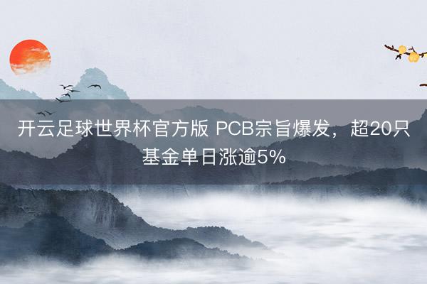 开云足球世界杯官方版 PCB宗旨爆发，超20只基金单日涨逾5%