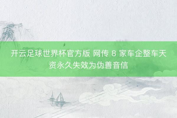 开云足球世界杯官方版 网传 8 家车企整车天资永久失效为伪善音信